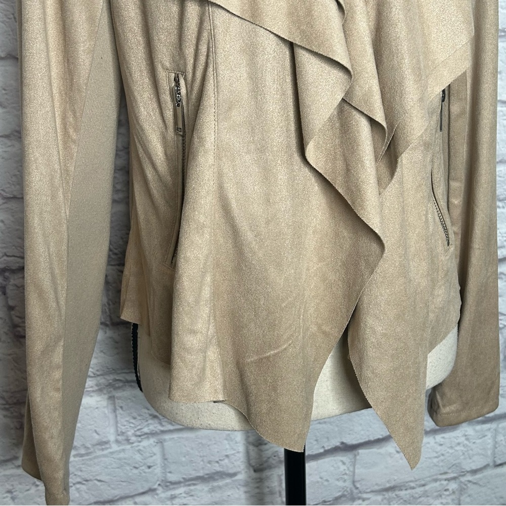 NWT Carmen Marc Valvo Faux Suede Draped Open Front Jacket- Zip Pockets - Picture 9 of 15